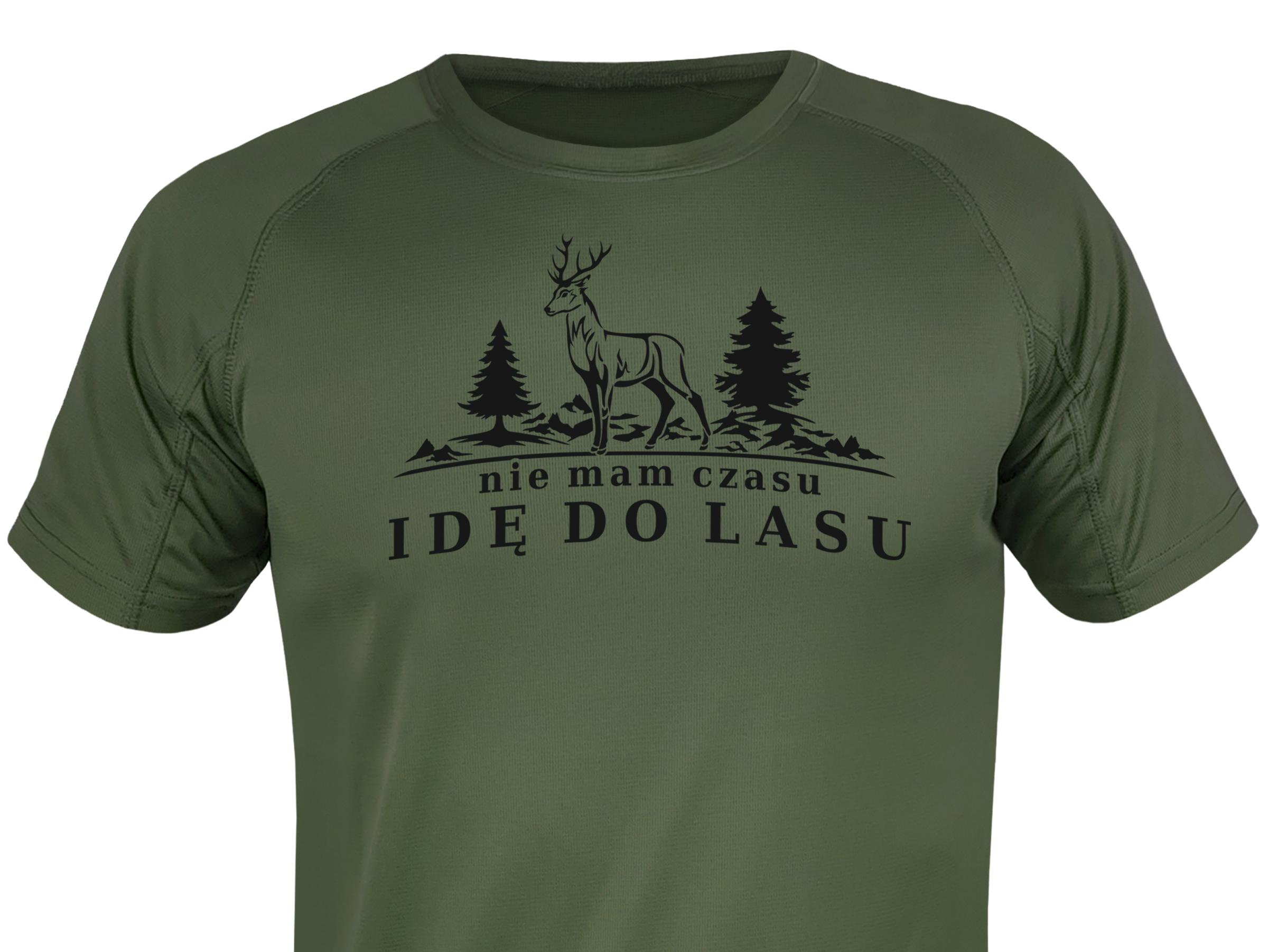 

T-shirt techniczny khaki Nie Mam Czasu Idę Do Lasu