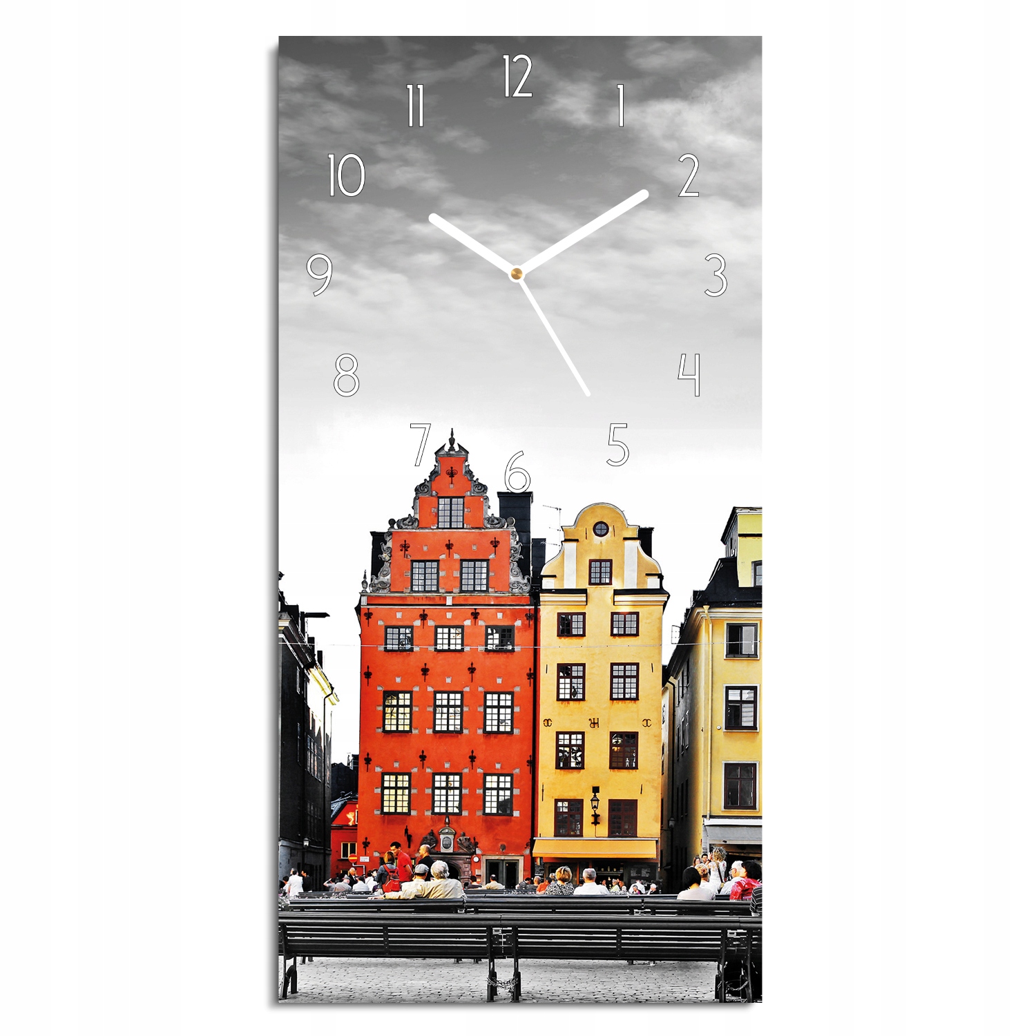 skleněné hodiny Stockholm staré město do pokoje 30x60
