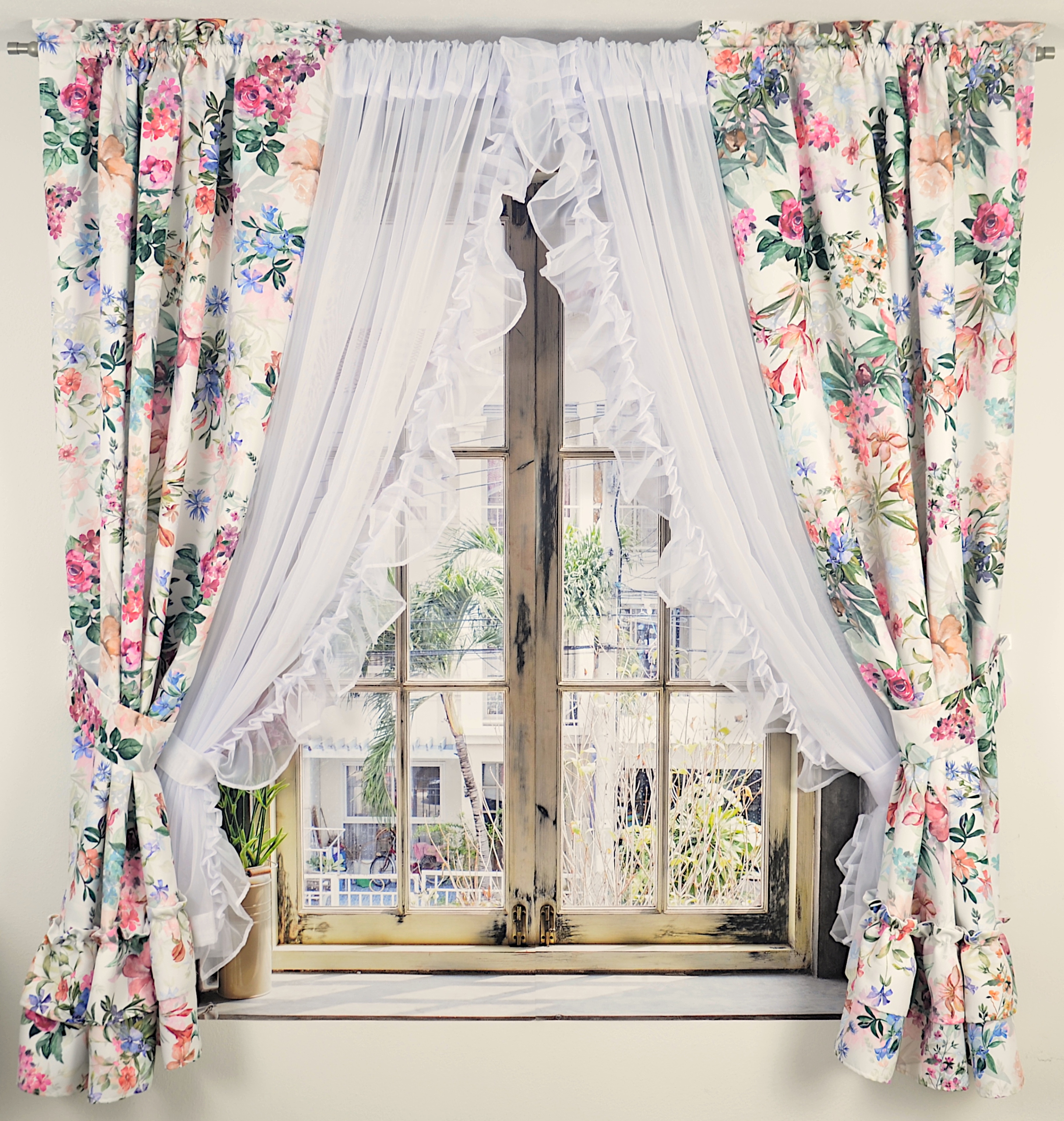 

Komplet firana zasłony woal falbany 500x160cm