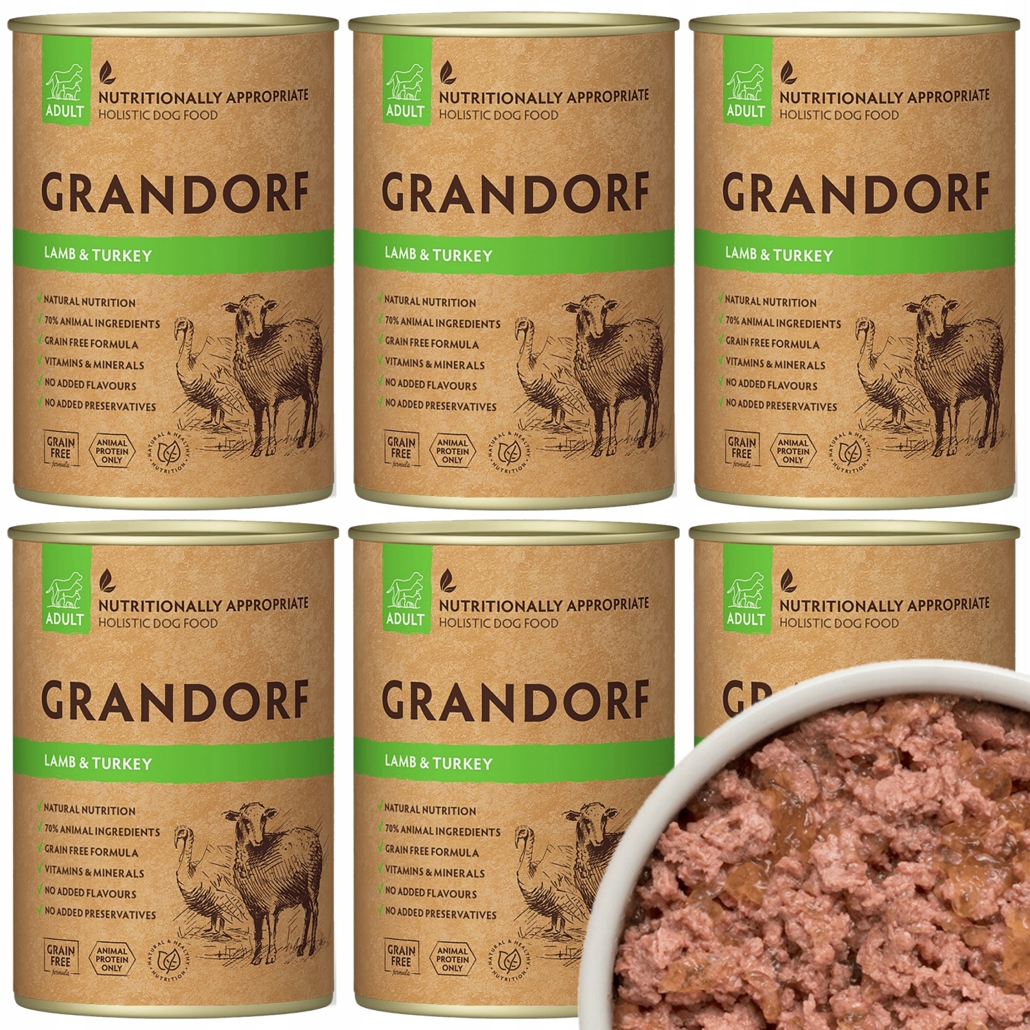 Grandorf Lamb Turkey Jagnięcina Indyk Mokra Karma W Puszce Dla Psa 6x400g