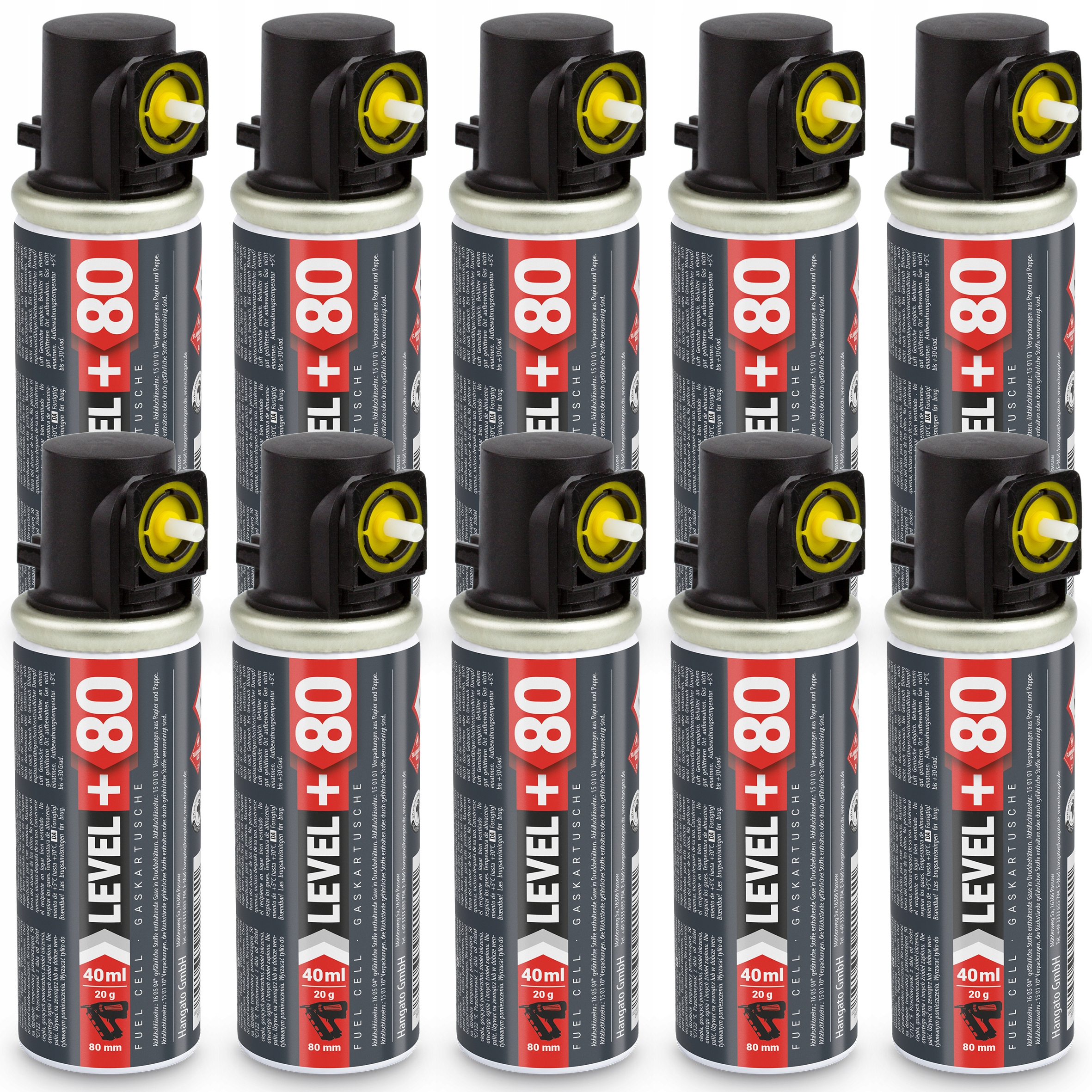 Plynová bombička pro tyčky 10 ks 78 mm 20 g L+80