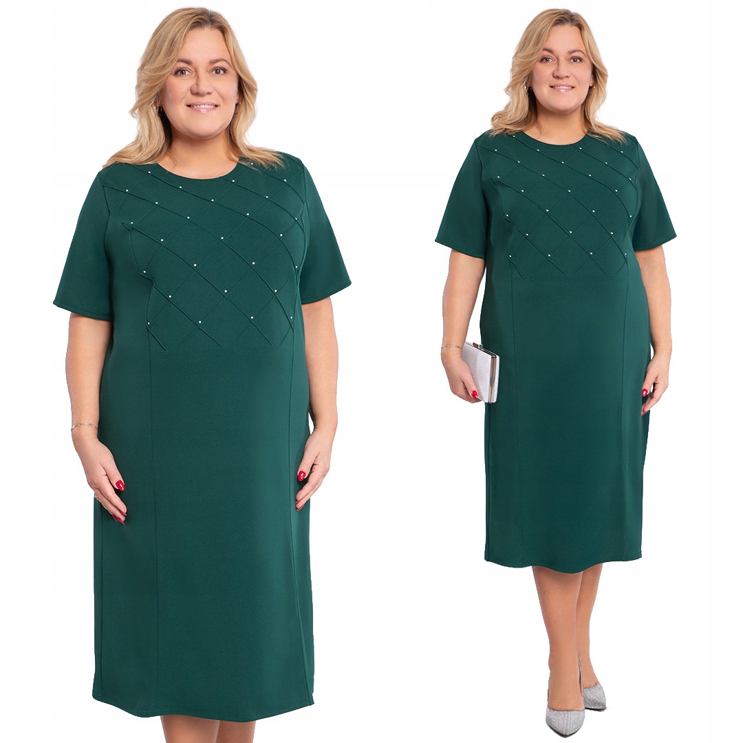 Zielona sukienka z perełkami plus size rozmiar 56/58