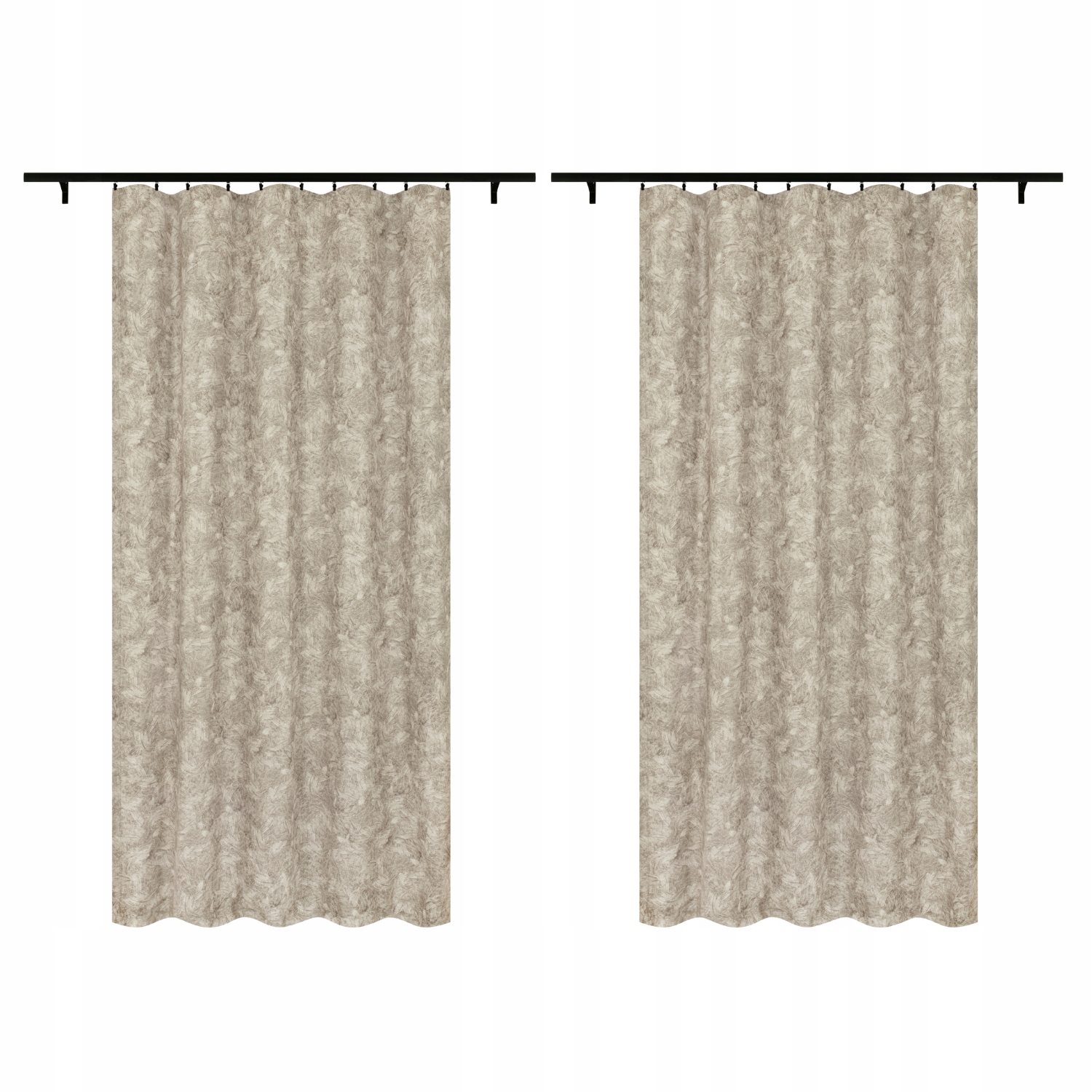 Záclony Na Řasící Pásce 140 x 250 cm 2 Kusy Kamenný Vzor Béžová