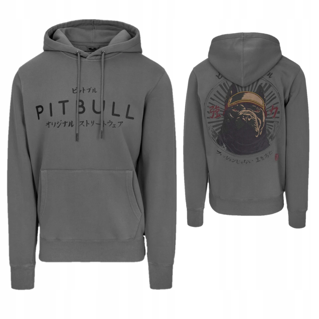 Pitbull West Coast Pánská Mikina S Kapucí Hooded Washed Mt Fuji Šedá 3XL