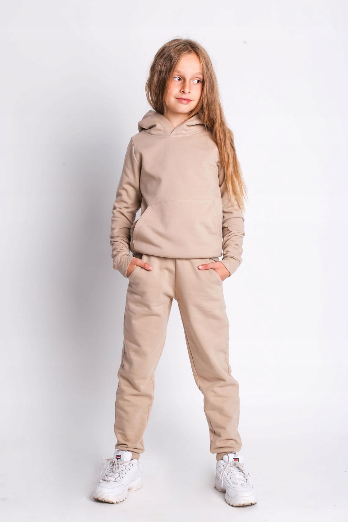 DZ01 BEŻ CIEPŁY DRES Z MESZKIEM KOMPLET 158 Marka Inna marka