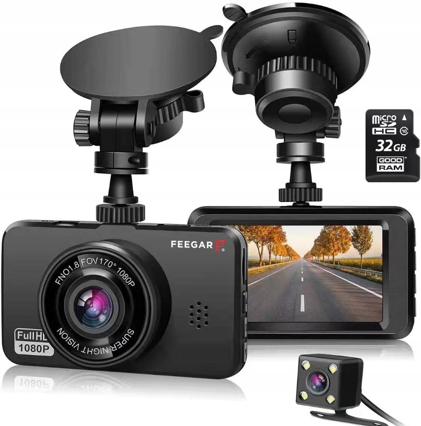 Videorekordér Feegar Patrol Autokamera 32GB 170st Kamera Zadná