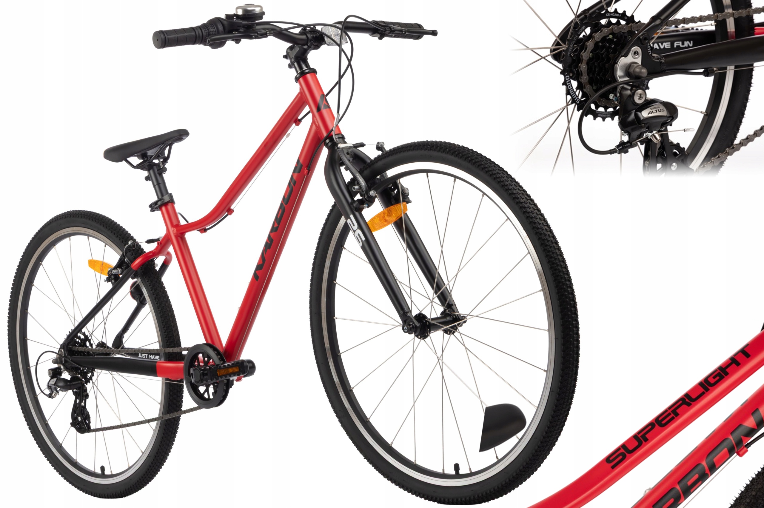 Rower 26" Karbon Superlight czerwony R25 Lekki 9 Kg Jak Woom