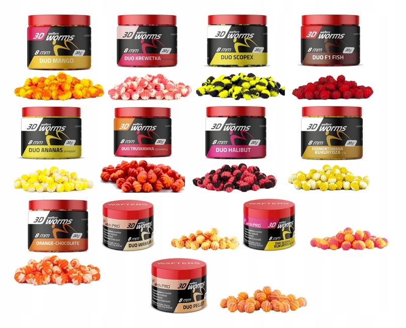 Matchpro Sada Top Worm Wafters 8mm 20g Mix1