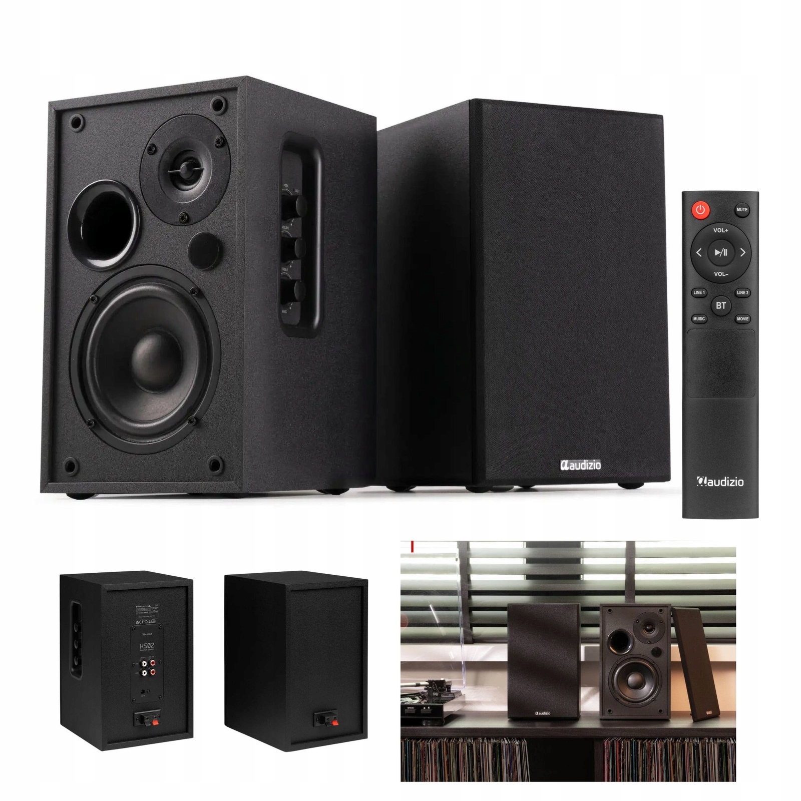 Zestaw aktywnych głośników półkowych 80W bluetooth czarne Audizio