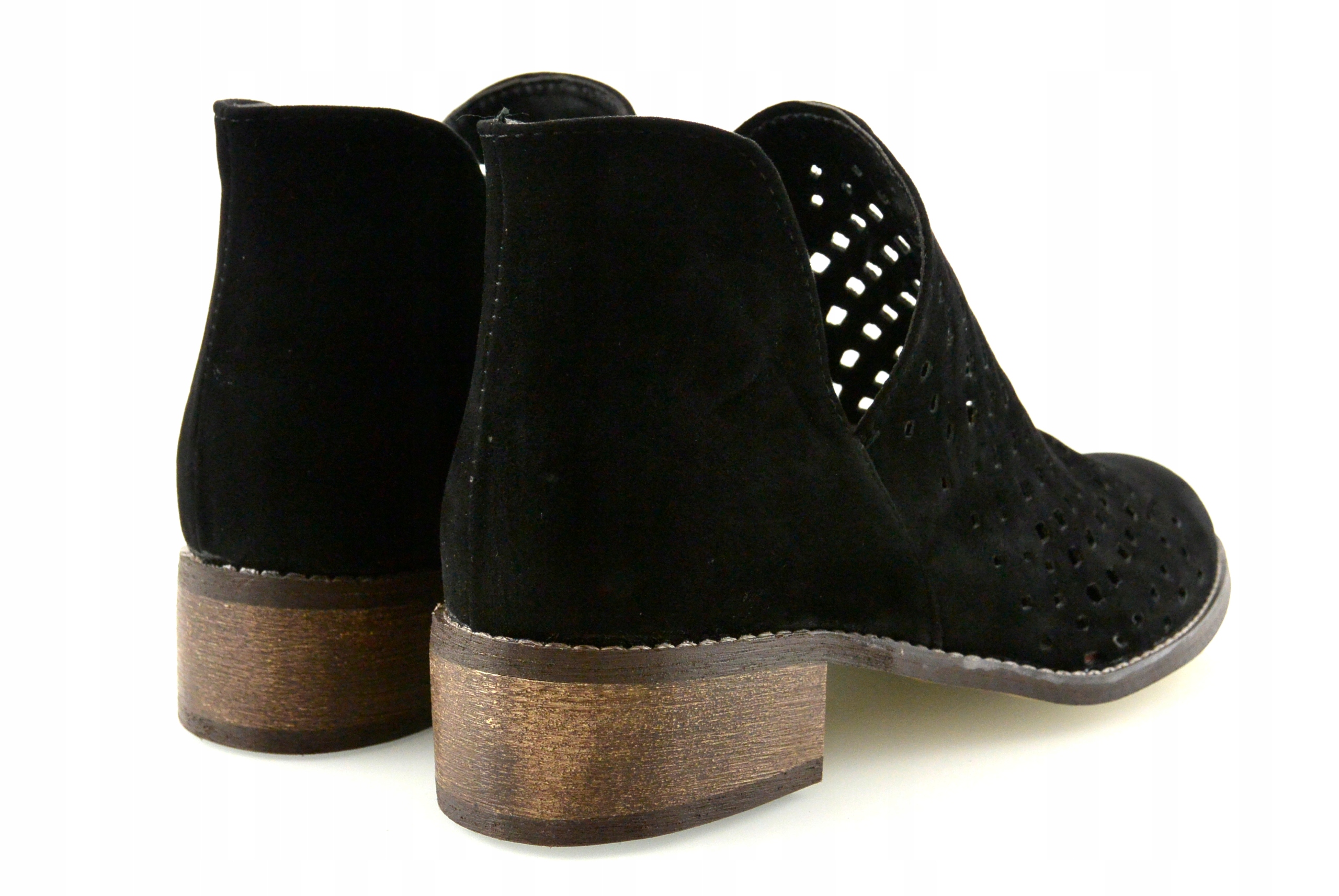 POLSKIE CZARNE AŻUROWE BOTKI WIOSENNO JESIENNE 36 Rozmiar 36