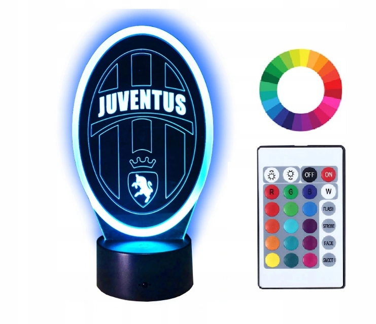 Lampka Nocna Imię JUVENTUS KLUB LED 3D Grawer