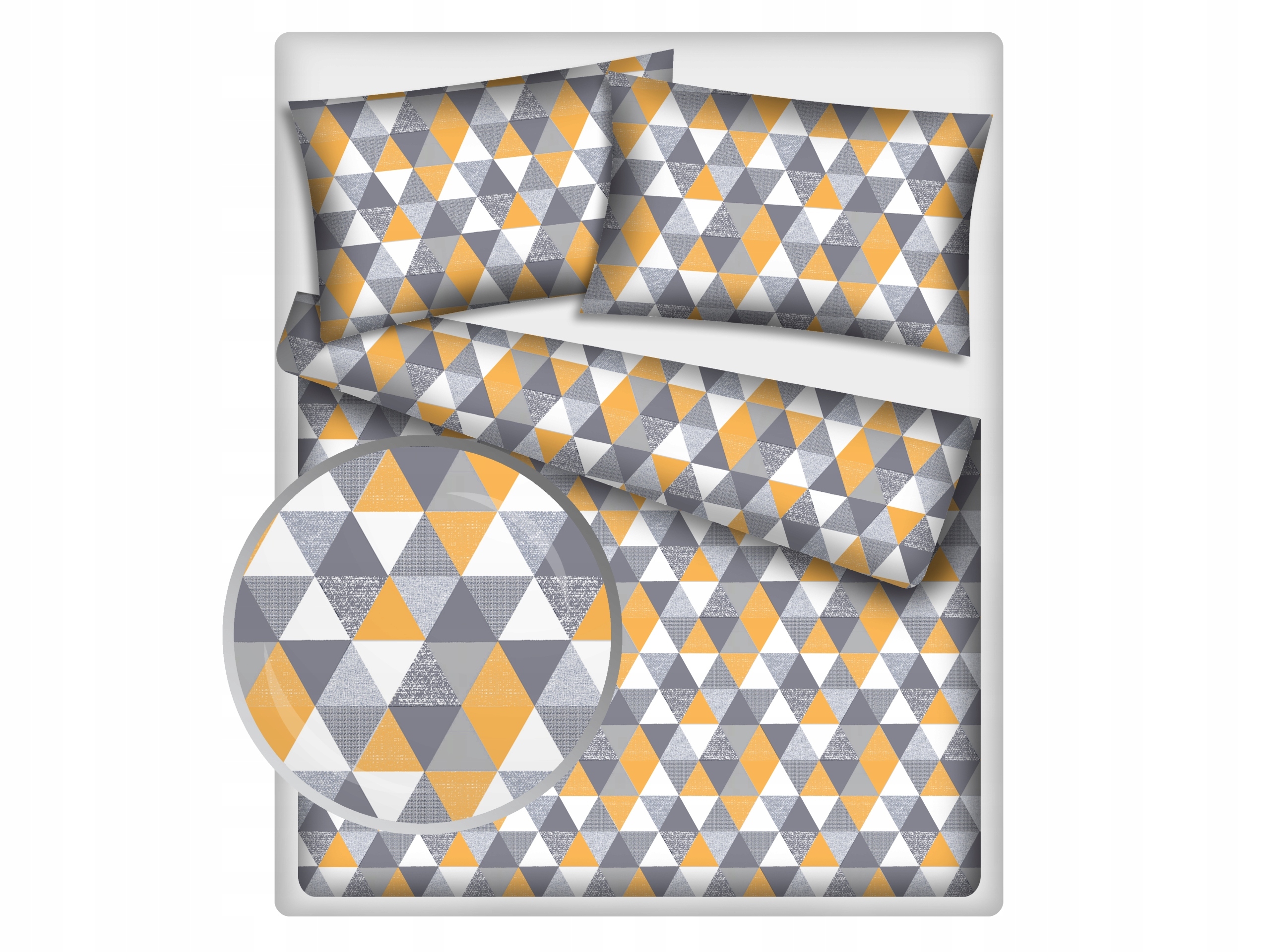 Komplet Povlečení Trojúhelníky Šedomodré 90x200CM