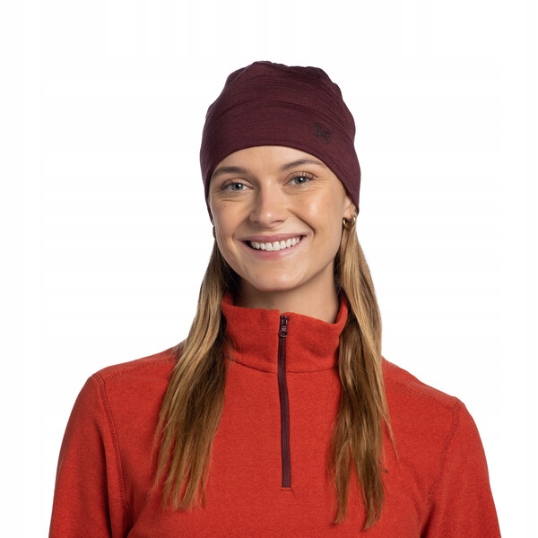 Buff czapka z wełny merino lightweight garnet bordo Rozmiar uniwersalny