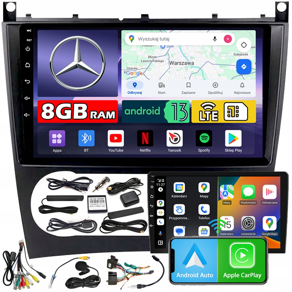 Autorádio Ncs ZQ9 Mercedes-benz W203 W209 2000-2007 Android 8GB Lte