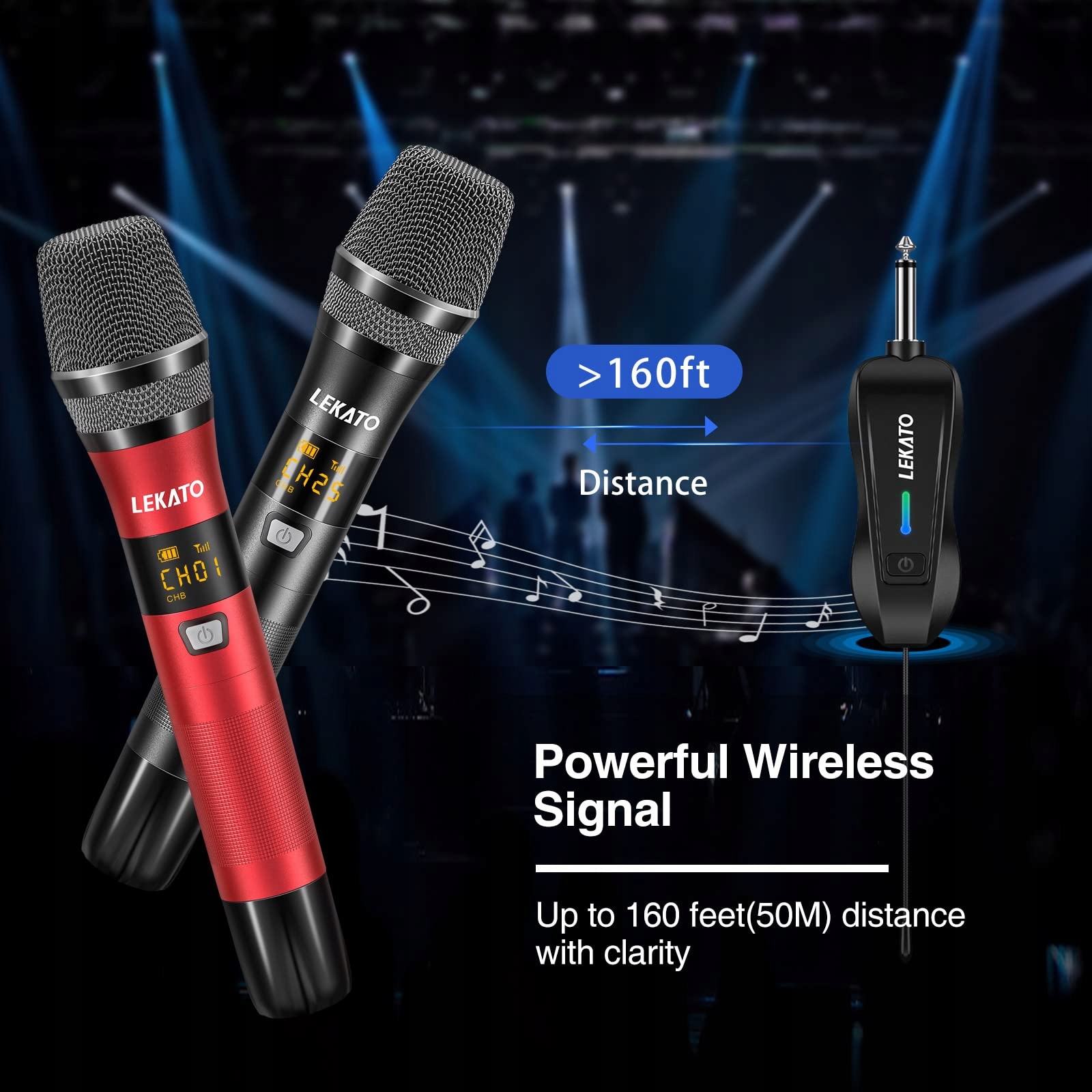 LEKATO Bezprzewodowy Mikrofon Metalowy Do Karaoke DJ Kościół Ślub Spotkania — miniatura 4