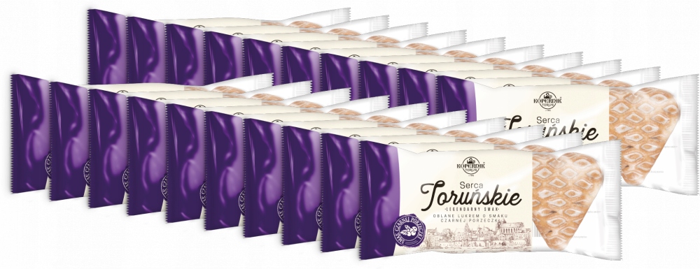 Pierniki nadziewane Kopernik Serca Toruńskie czarna porzeczka, 120g x20