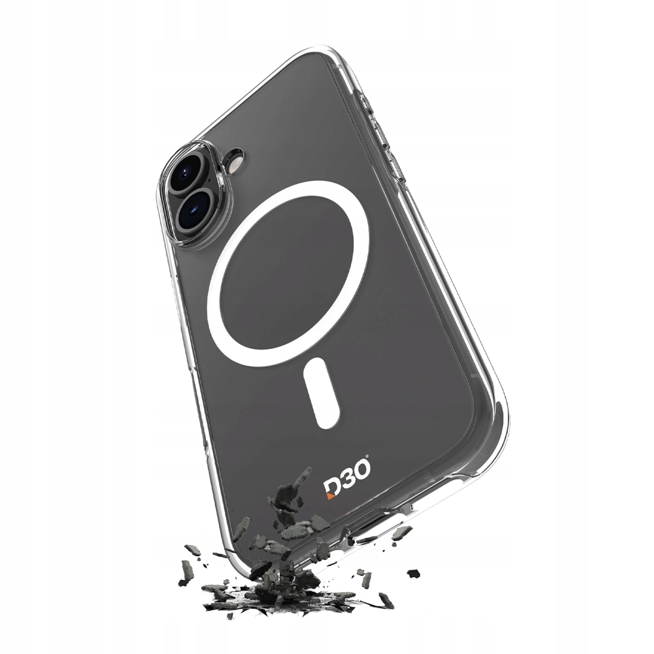 Pouzdro Puro Impact Clear D3O MagSafe pro iPhone 16 průhledné