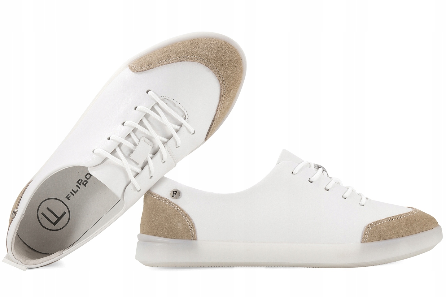 Filippo DP6130 Dámské Polobotky Kožené Tenisky, bílé
