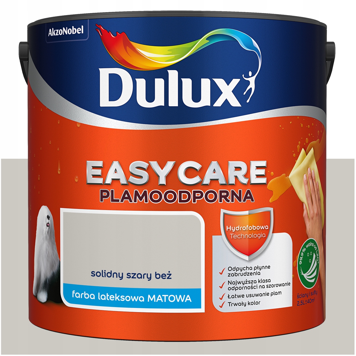 Barva na stěny stropu odolná vůči skvrnám Dulux Easycare Pevná šedá béžová 5L