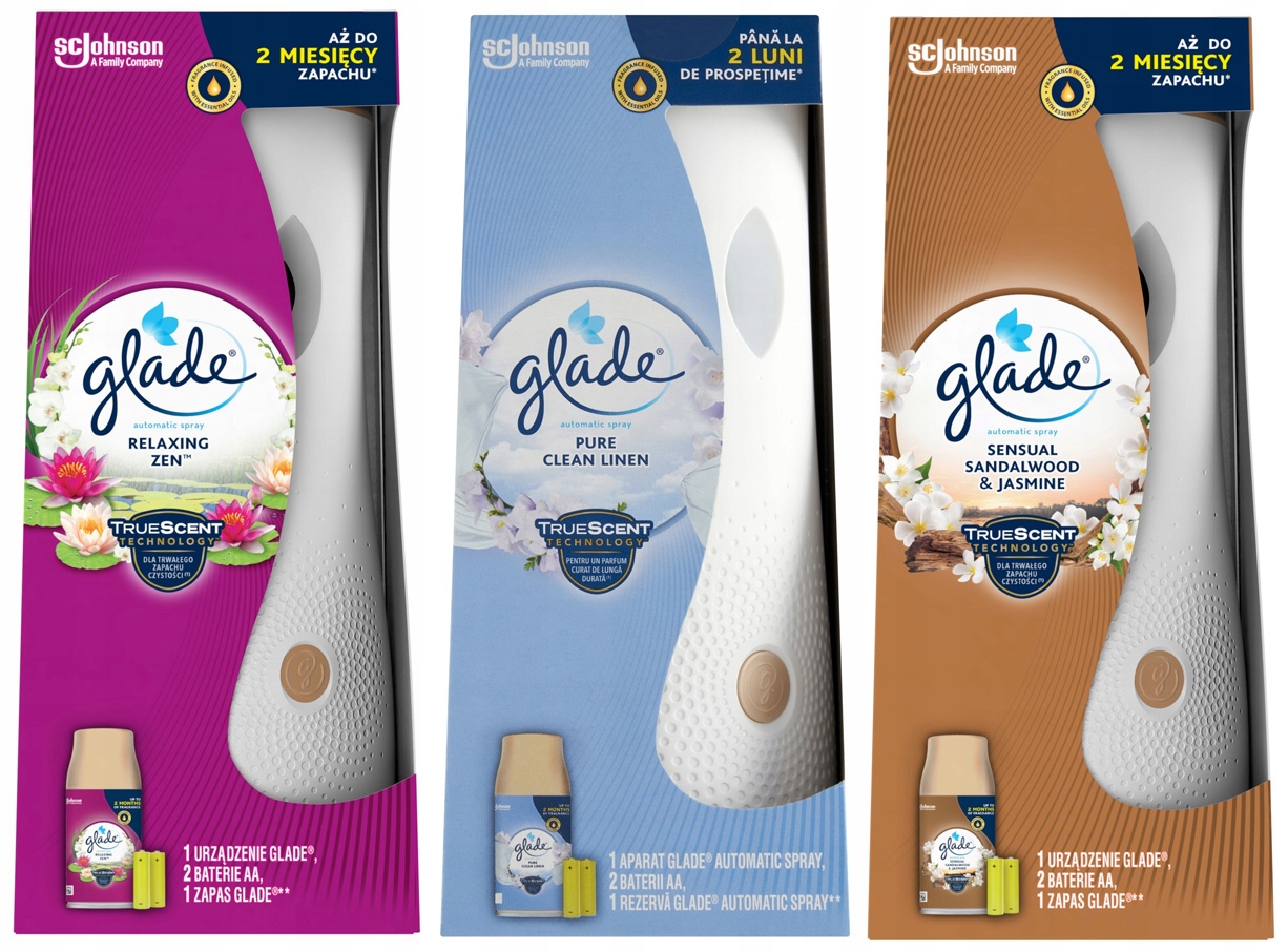 Levně Glade Osvěžovač Difuzér Pure Clean Linen, Relaxing Zen, Sandalwood 3x269ml