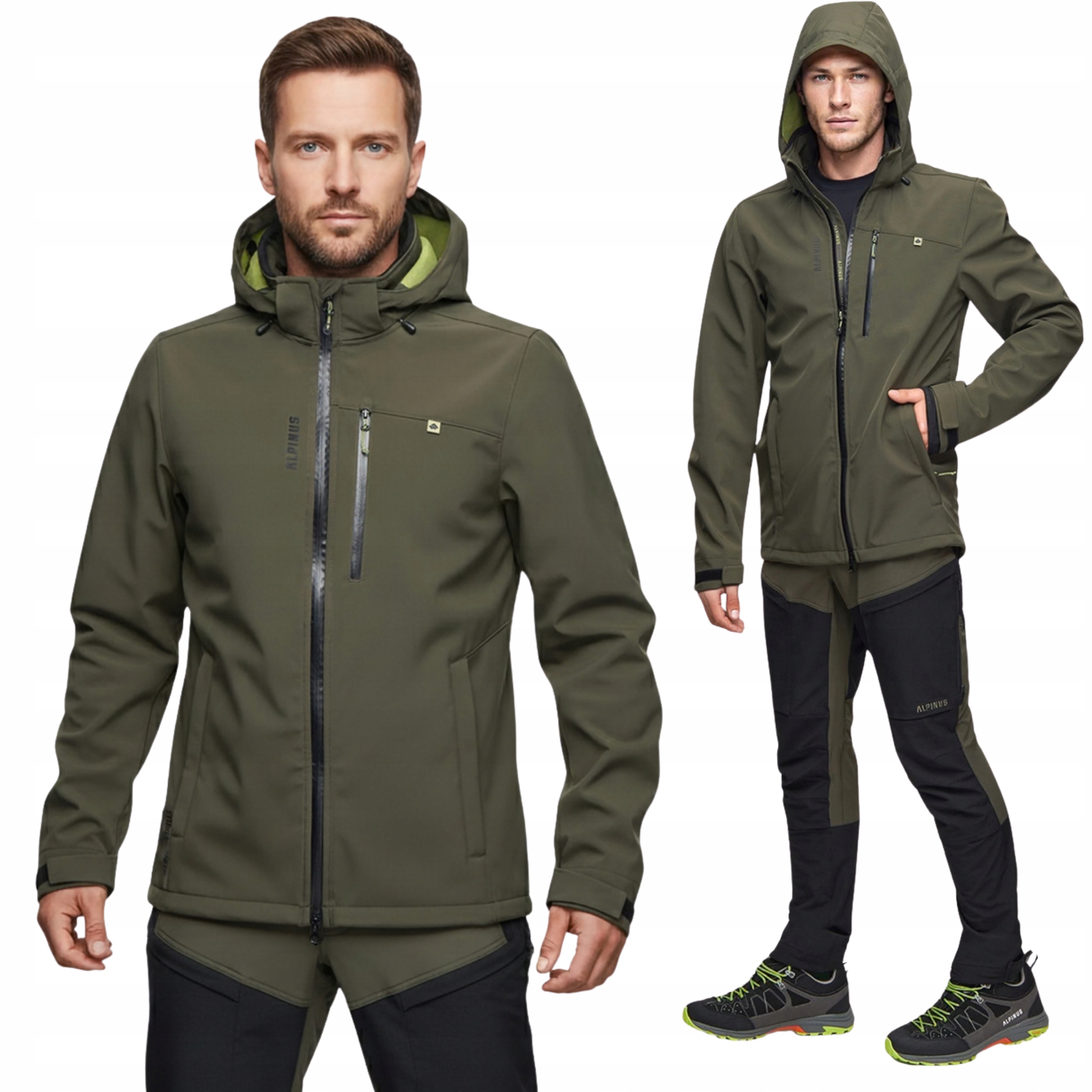 Alpinus Kurtka Softshell Męska Z Kapturem Wodoodporna Membrana 10000 mm H2O