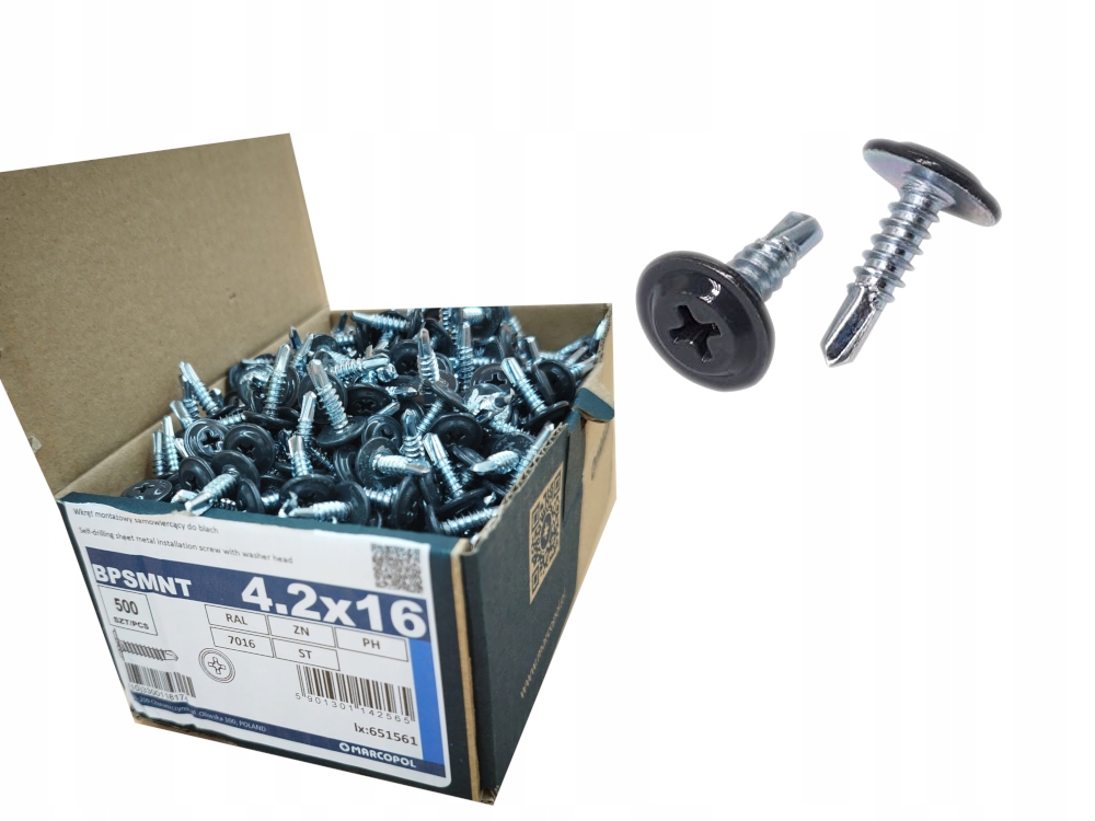 Blachowkręty 4.2x16 RAL 7016 grafit 500 szt