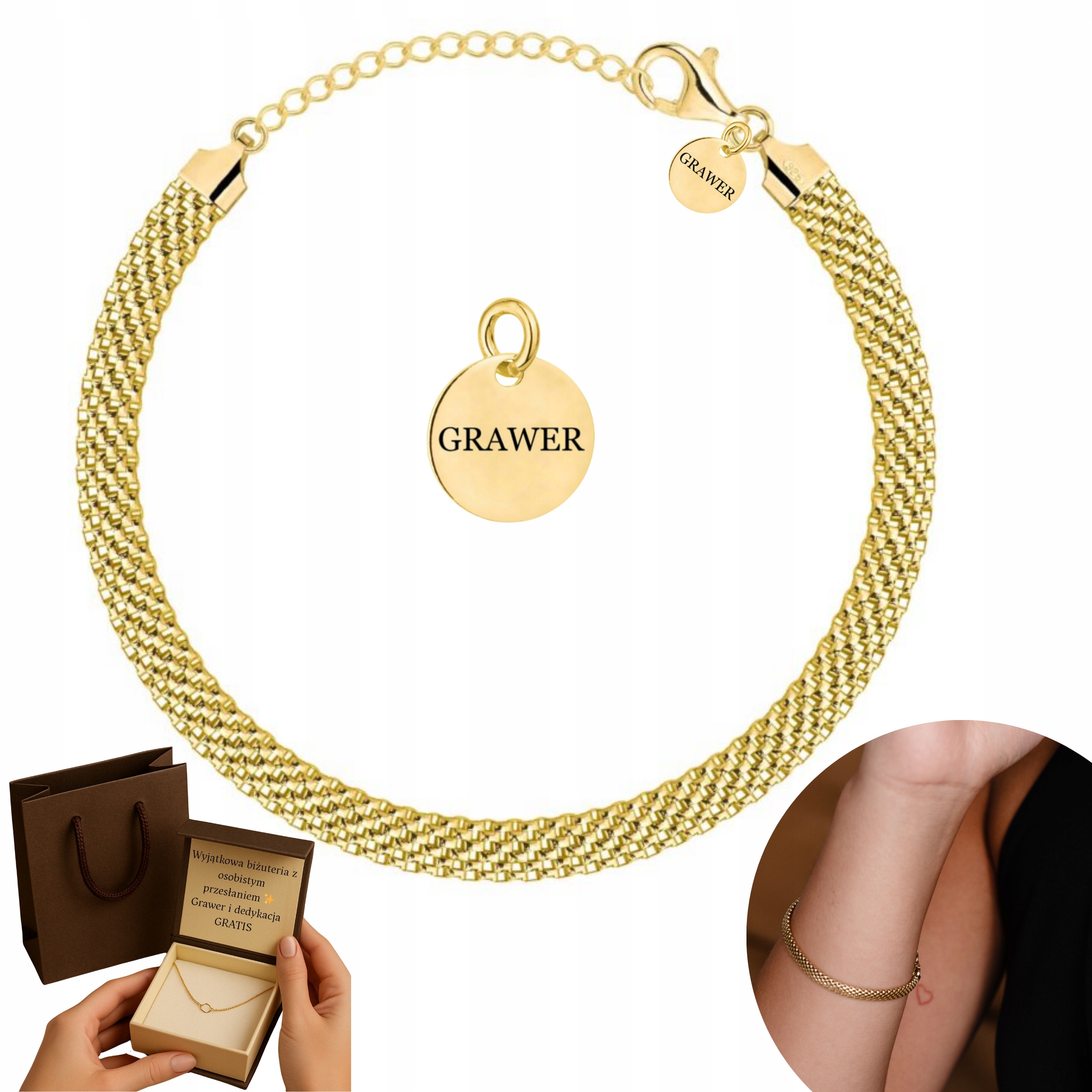 Dámský náramek z masivního zlata Ryzost 925 585 14K Gravírování Bonus