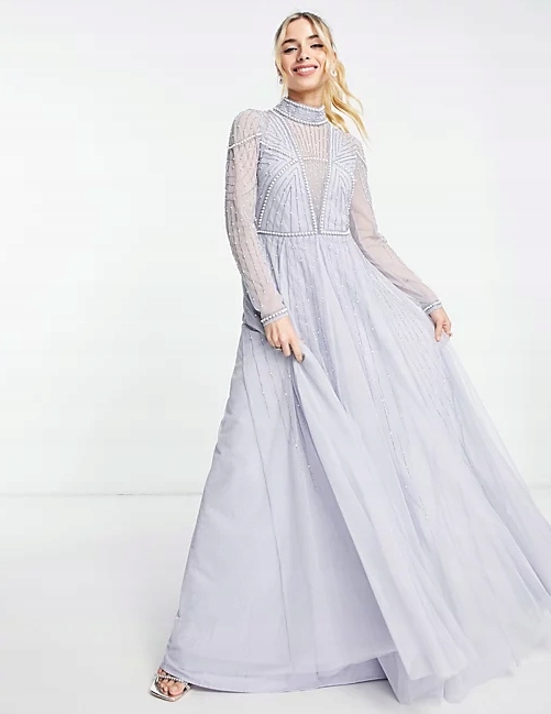 Zdobená Tylová Koktejlová Šaty S Perlami A Korálky Design 40 L