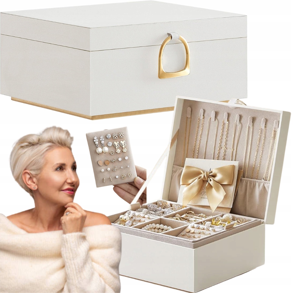 šperkovnice na bižuterii Bílá Organizér uzavíratelný na náhrdelníky a prsteny