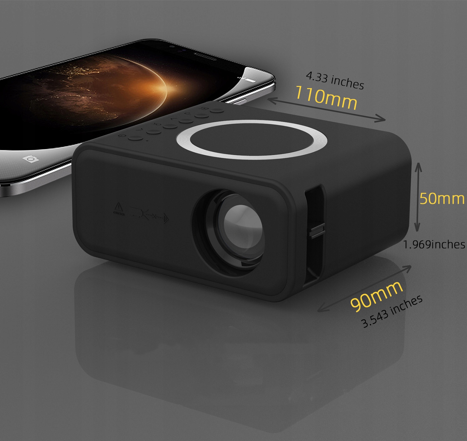 PROJEKTOR RZUTNIK USB LED HD FULL MINI PRZENOŚNY Jasność lampy (ANSI) 24 lm