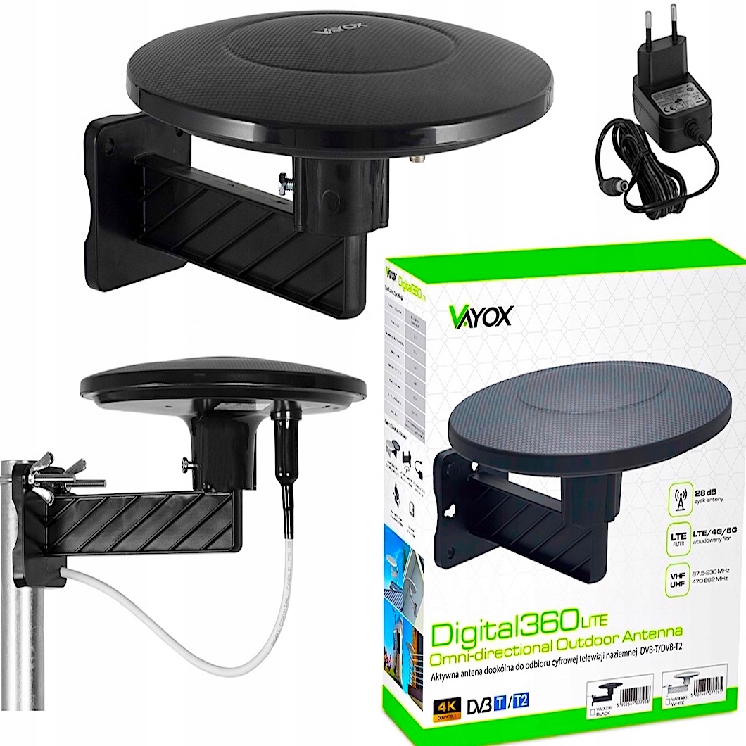 

Antena DVB-T2 Dookólna Tv 4K Hd MUX8 Aktywna 360