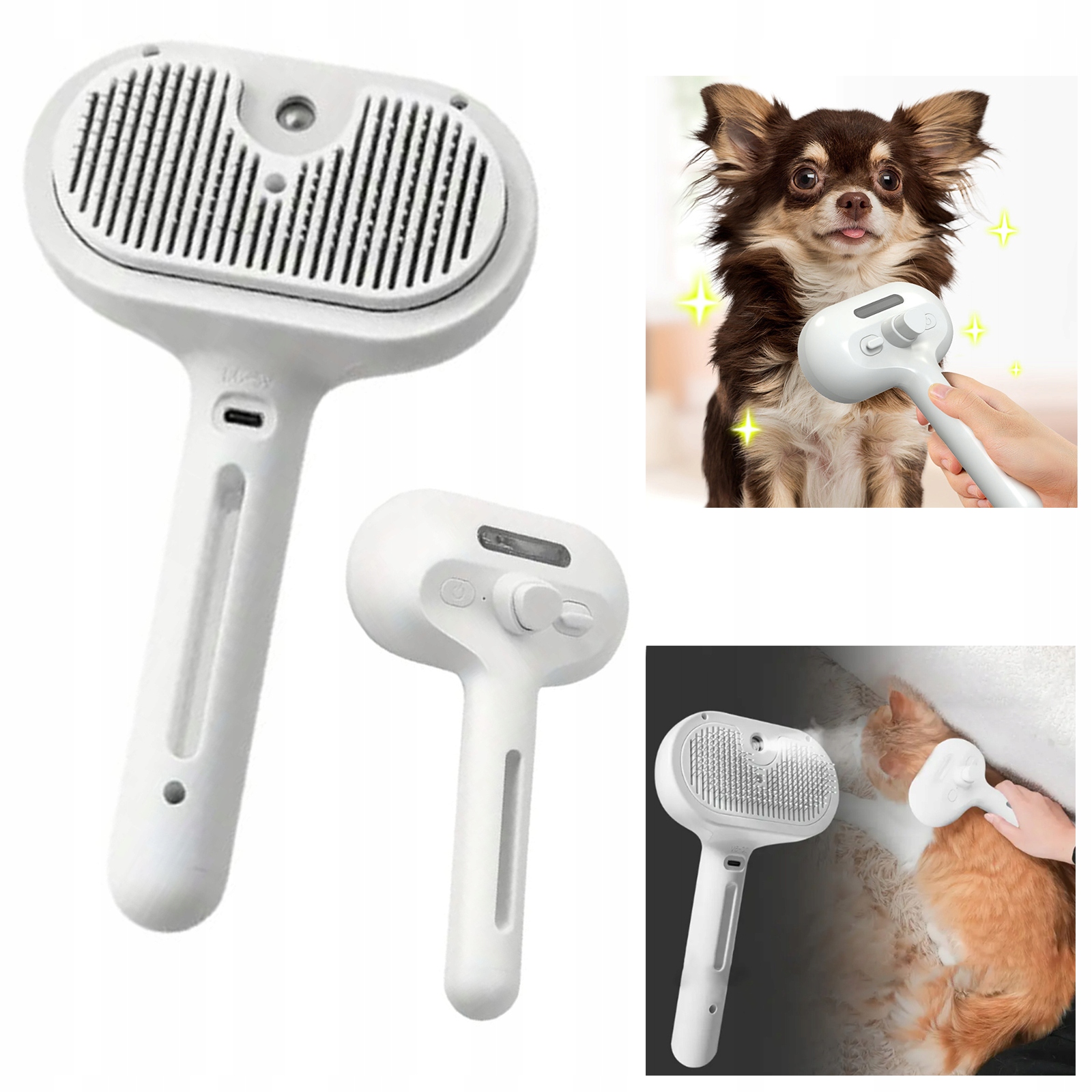 Levně Samočisticí Elektrický Parní Kartáč Pro Domácí Zvířata Pro Úpravu Psích A Kočičích Chlupů Parou