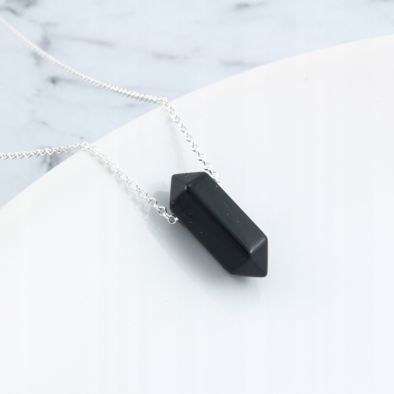 

Naszyjnik onyks sopel grot kamień srebro 45 cm