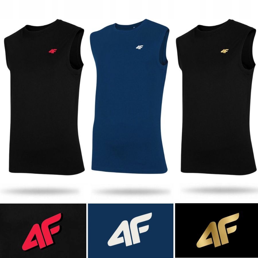 ZESTAW KOSZULKA MĘSKA SPORTOWA 4F T-SHIRT BEZ RĘKAWÓW NA CO DZIEŃ