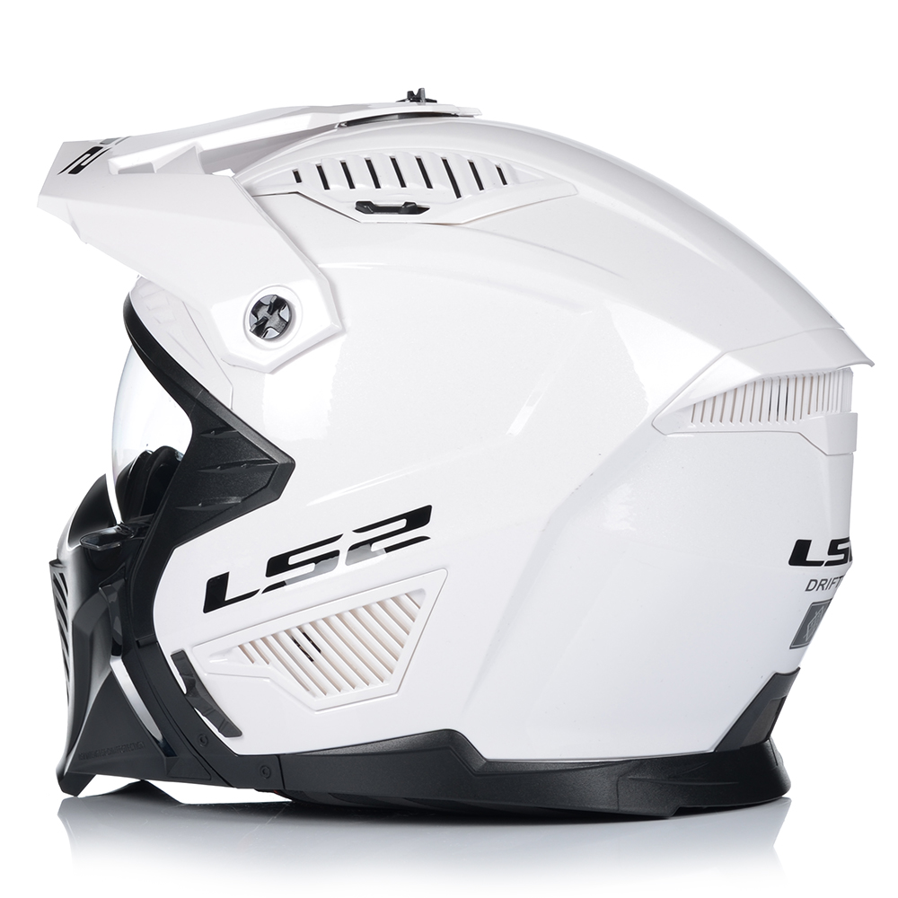 KASK MOTOCYKLOWY 4w1 LS2 OF606 BIAŁY ODPINANA SZCZĘKA + DASZEK + 2x SZYBA Typ Otwarte / Jet