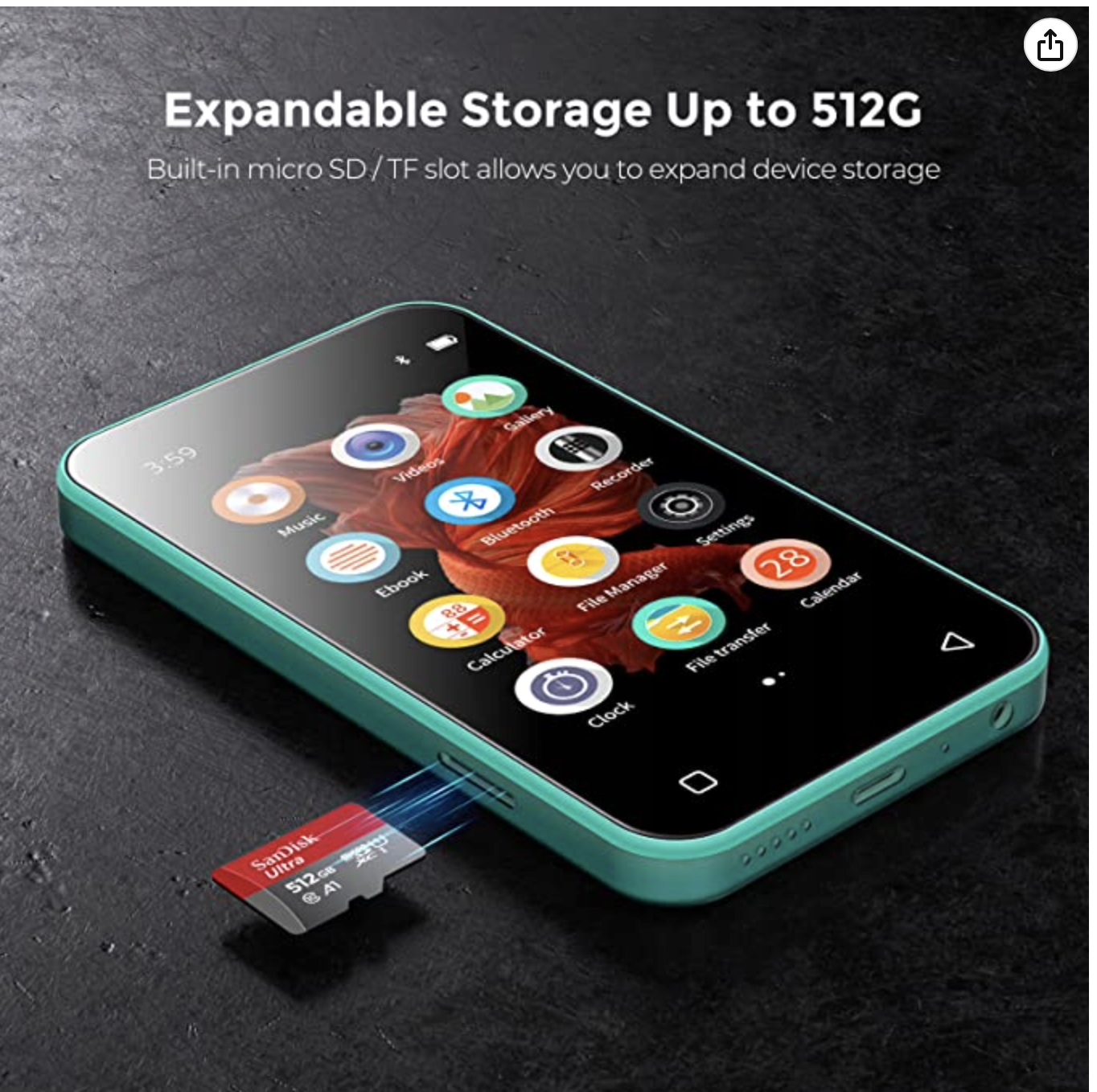 Odtwarzacz MP4 MP3 Bluetooth dotykowy VIDEO WIFI + KARTA 32GB Model MP3-Player