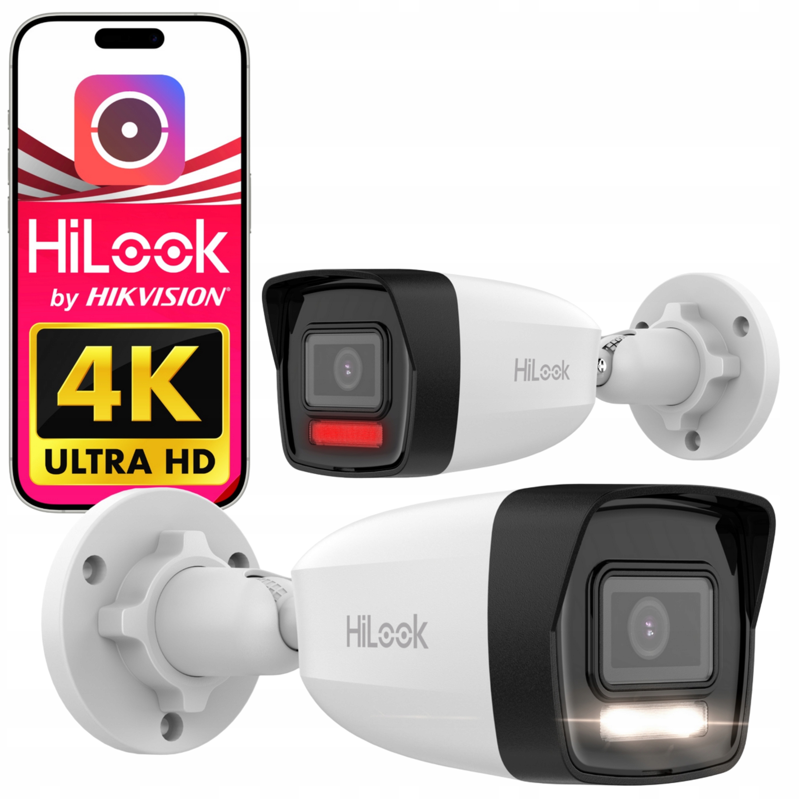 Kamera Zewnętrzna Ip 4K 8Mpx PoE HiLook IPC-B180HA-LU Mikrofon Aplikacja