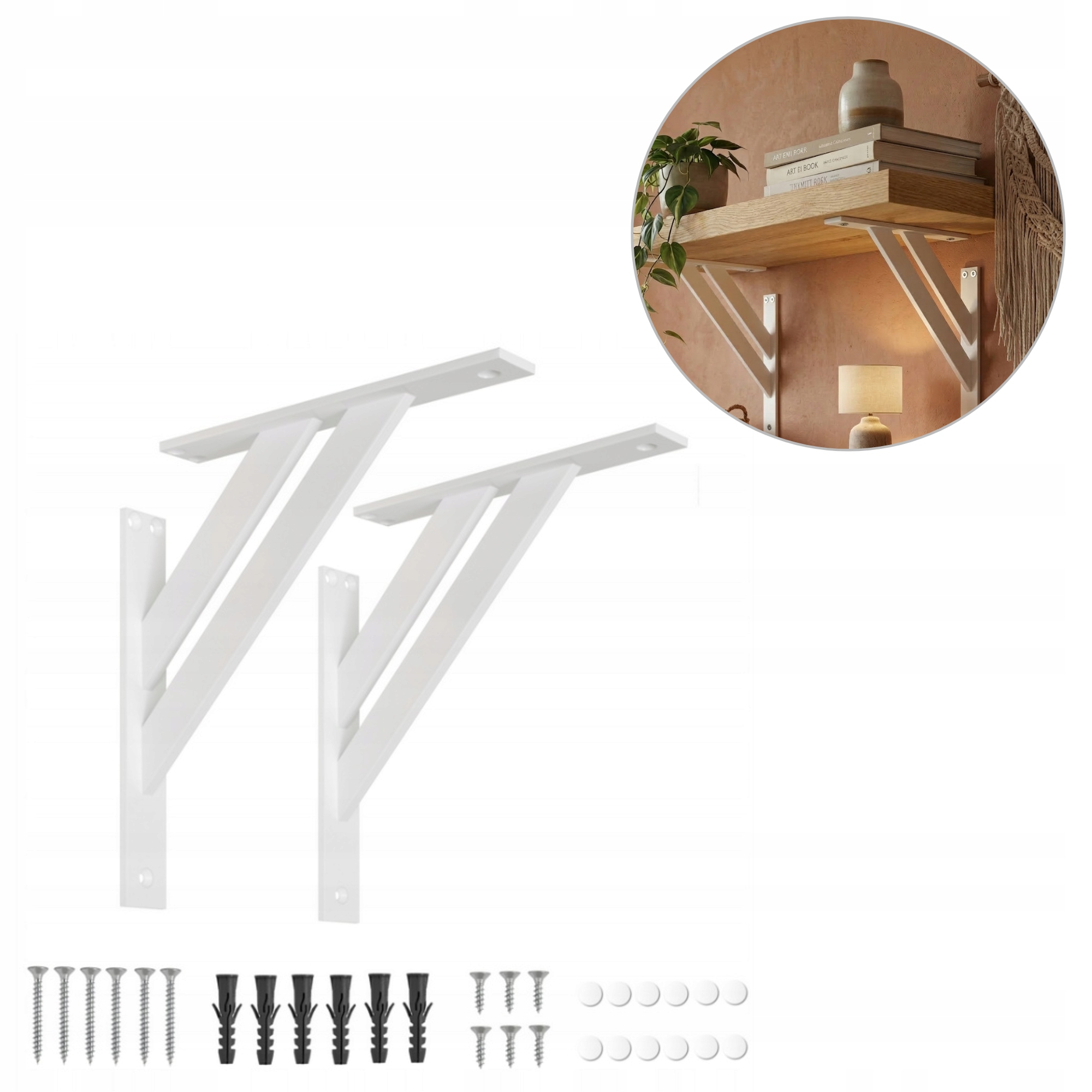 2 x Konzole Na Polici Pod Polici Držák Loft Bílý 240 mm Vruty