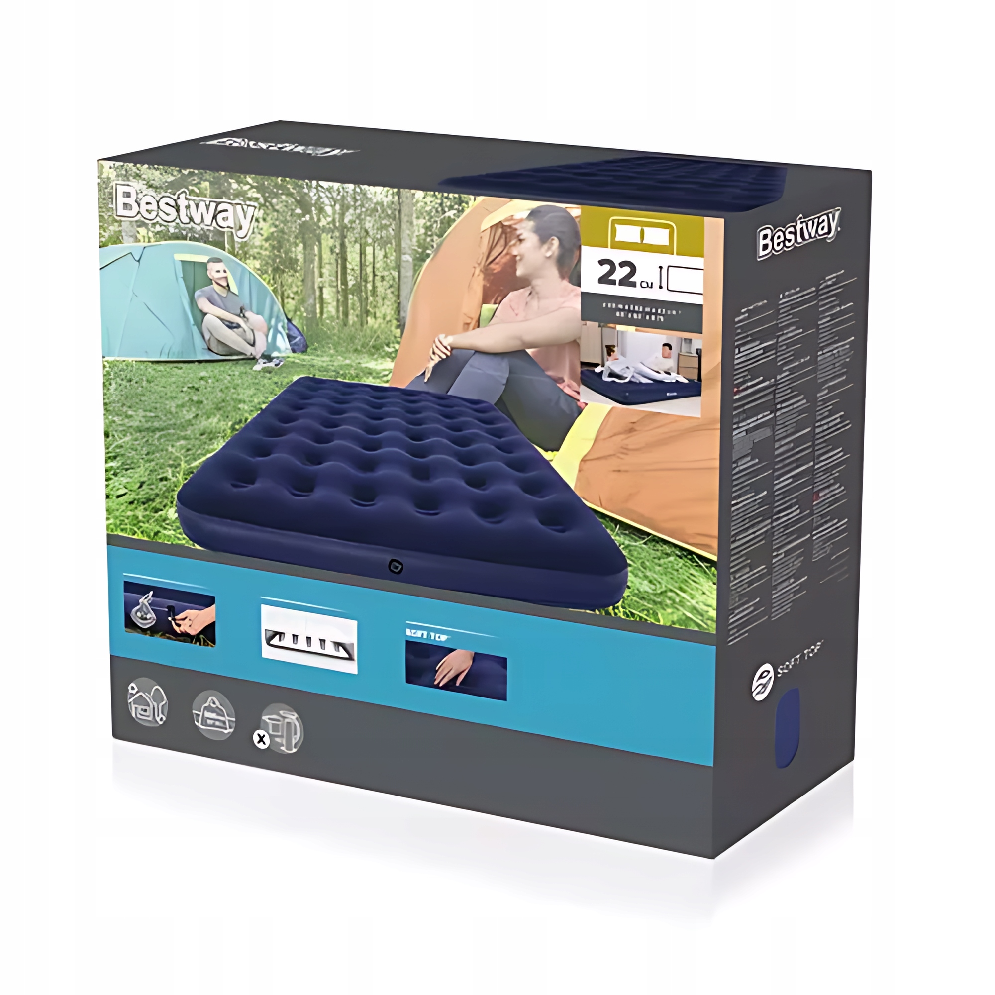 DUŻY MATERAC DMUCHANY DWUOSOBOWY TURYSTYCZNY 150X200 Model Do Spania
