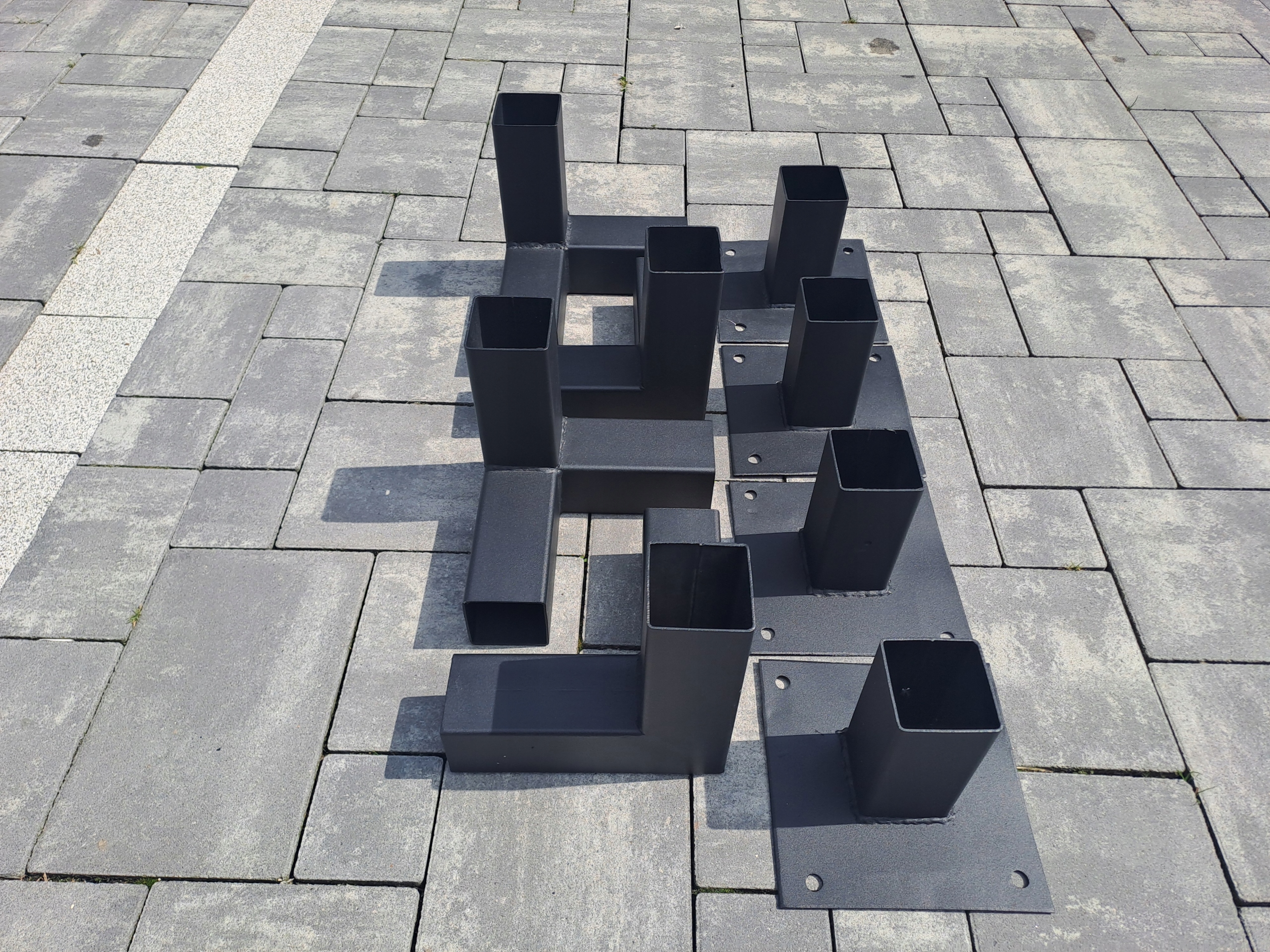 Sada na skladanie pergol Altánok Pätka Uholník Oceľový Čierny 70x70 mm