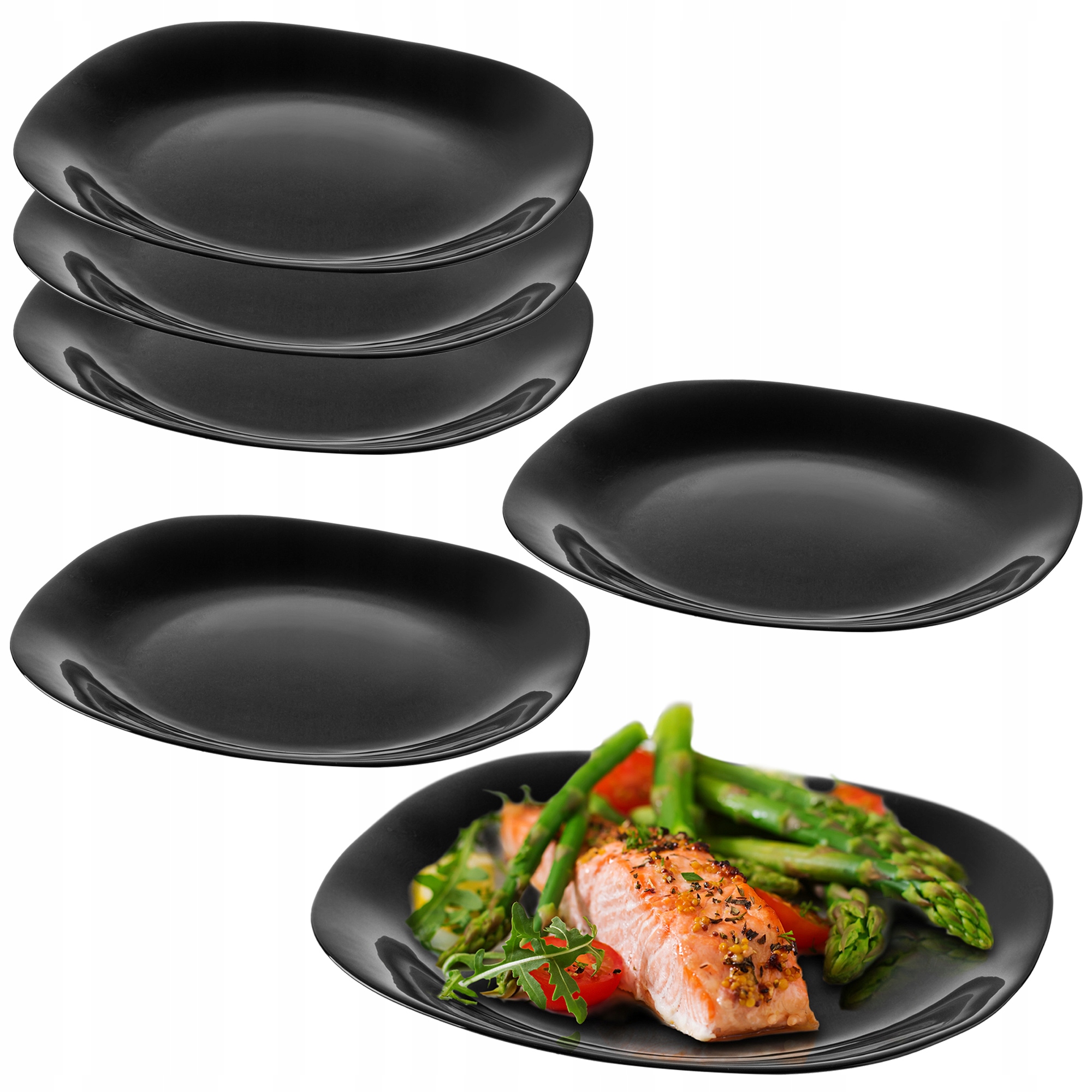

Talerz Obiadowy 28cm Płytki Czarny Talerze 6szt