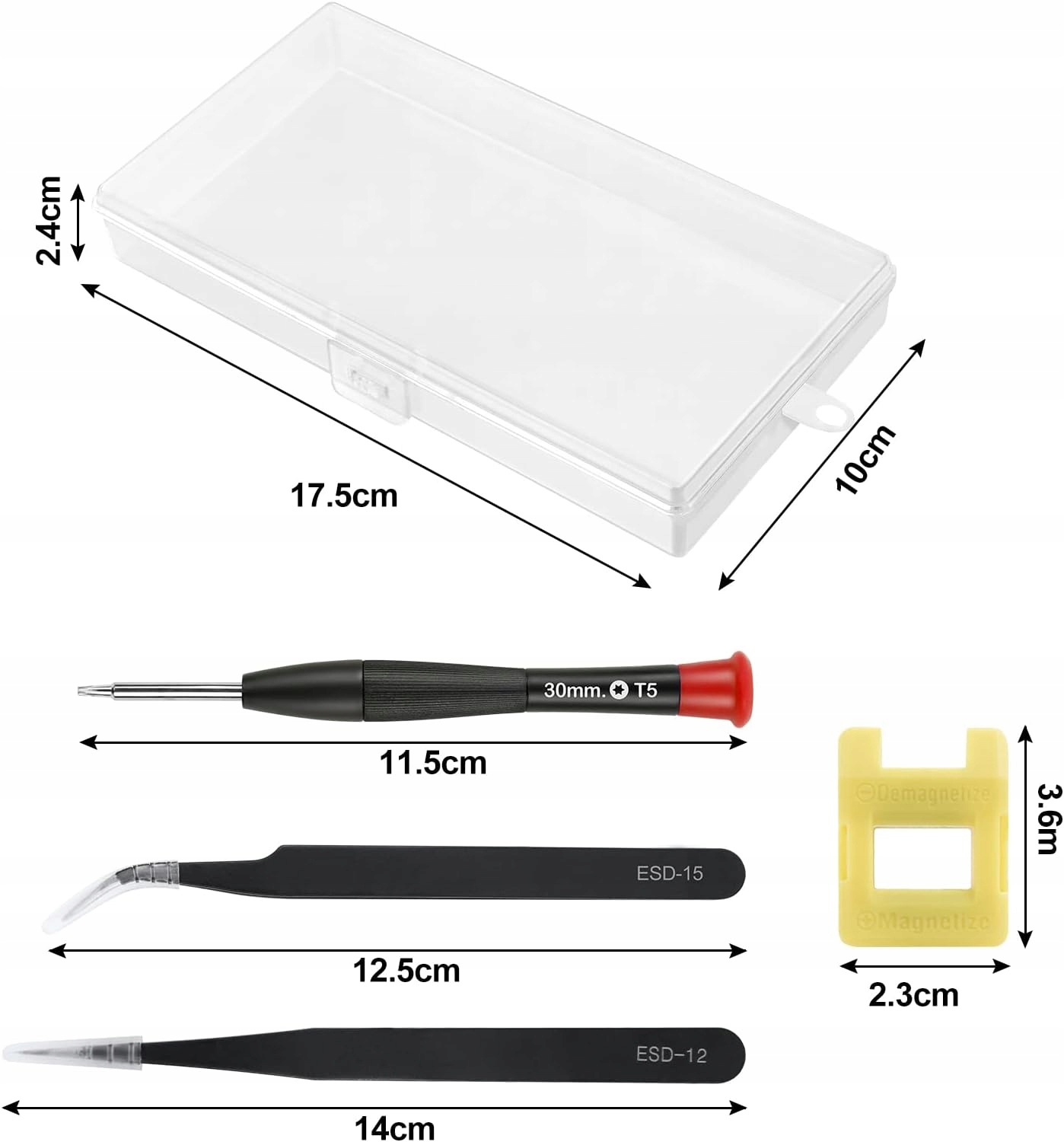 ZESTAW WKRĘTAKÓW MAŁYCH 24el DO TELEFONU KOMPUTERA + MAGNETYZER + PĘSETY Kod producenta Zestaw wkrętaków precyzyjnych