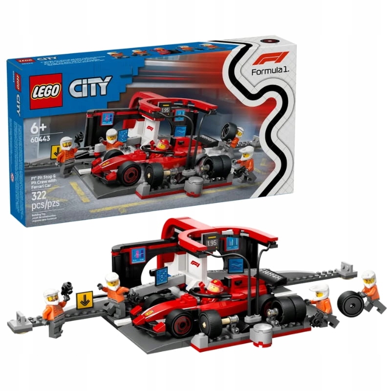 Lego City F1 Pit Stop A Mechanici S Bolidem Ferrari Sada Stavebnice 322 Dílků 6+