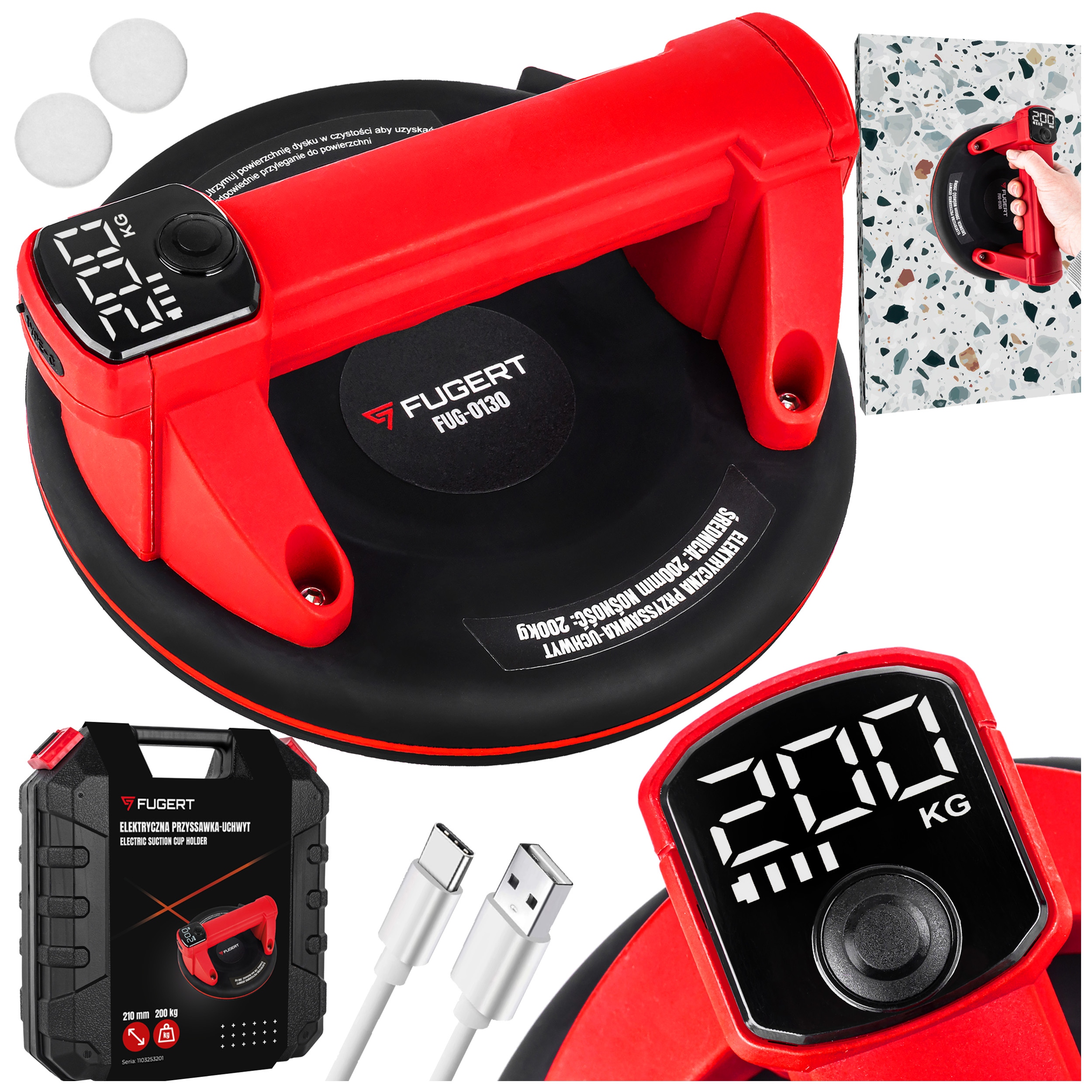 Przyssawka Do Płytek Próżniowa Elektryczna Uchwyt Do Gresu 210MM