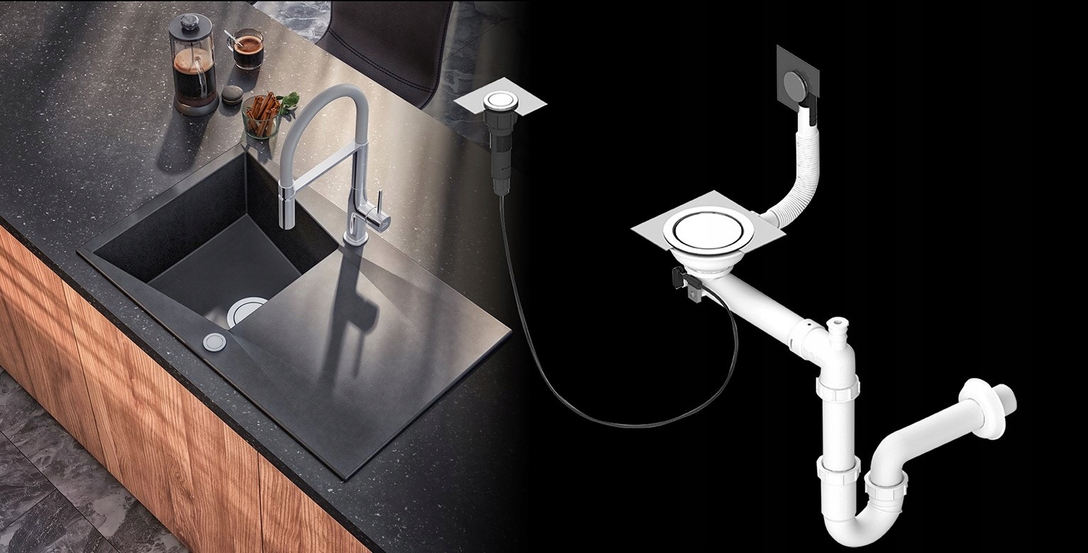 SYFON ZLEWU 1-KOMOROWEGO 3,5'' AUTOMATYCZNY KOREK Marka Laveo