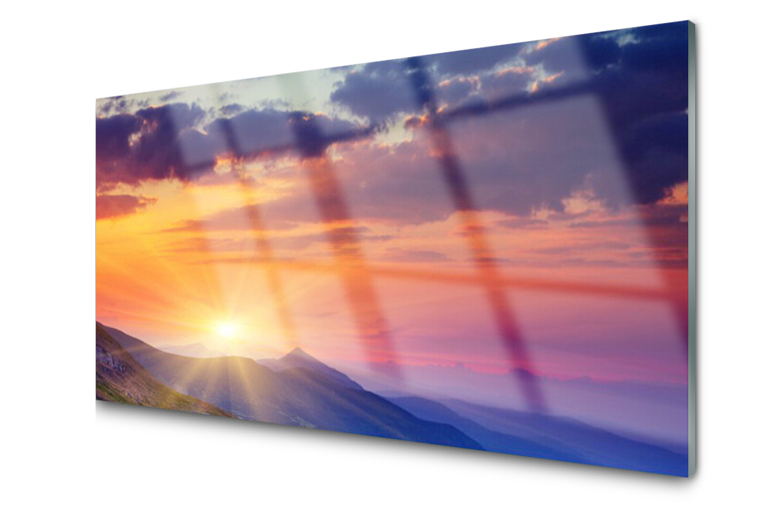 Panel szklany Płytka Słońce Góry 140x70 + KLEJ