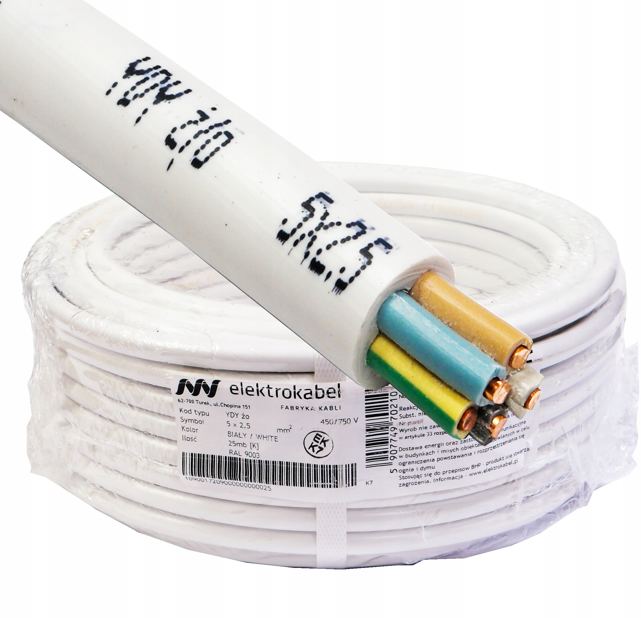 Kabel okrúhly Ydy 5x2,5 mm 450 750V drôt Cu 25 m