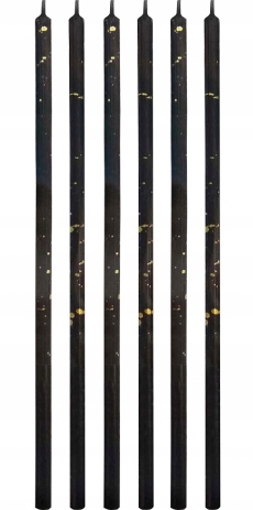 

Świeczki urodzinowe czarne złote 16.5 cm, 6 sztuk
