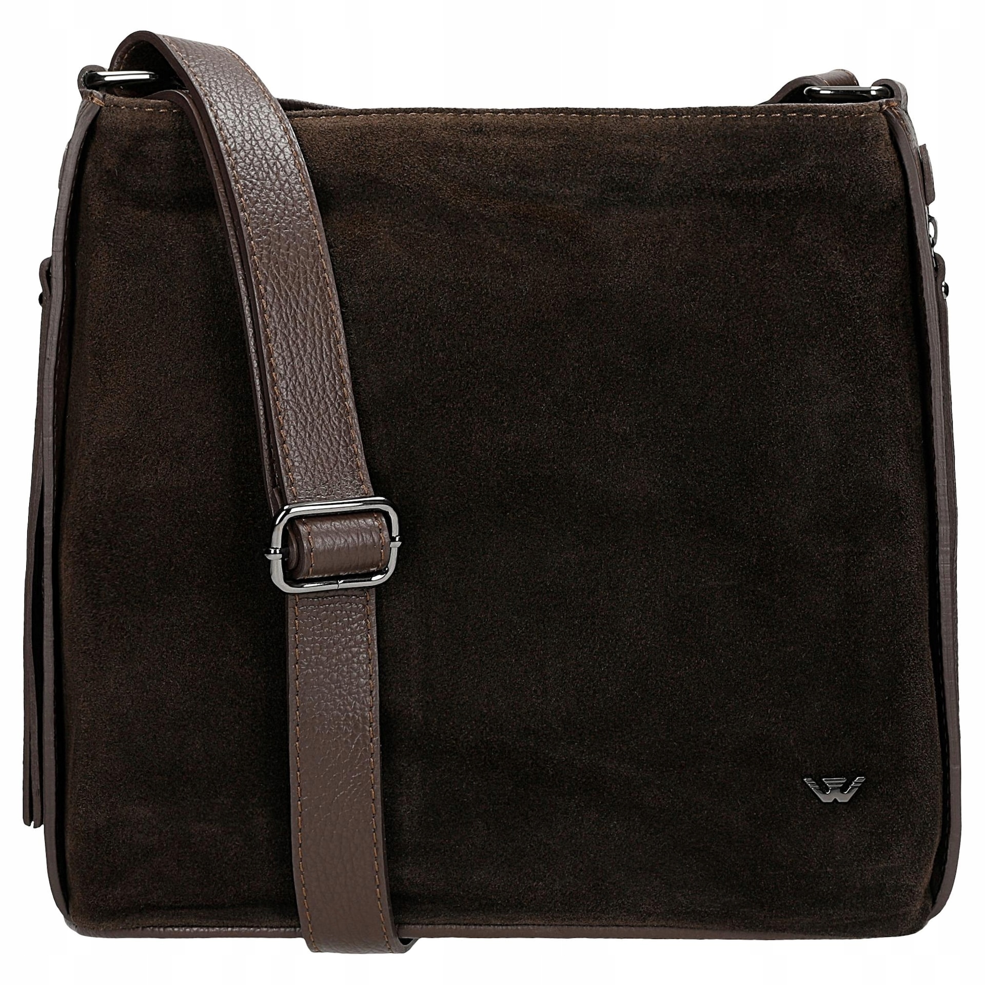 Tmavě hnědá dámská kabelka z kombinované kůže