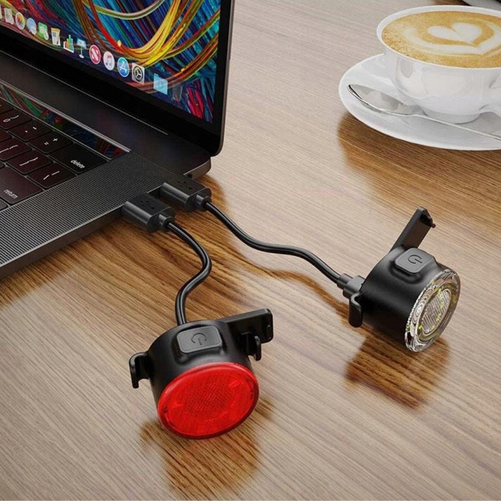 LAMPKA LAMPKI ROWEROWE DO ROWERU NA KIEROWNICĘ PRZÓD TYŁ AKUMULATOROWA USB Strumień świetlny 500 lm